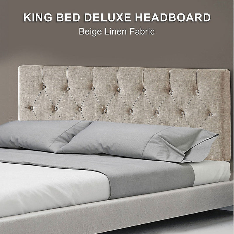 King Size | Deluxe Headboard Bedhead (Beige) - Rivercity House & Home Co. (ABN 18 642 972 209) - Affordable Modern Furniture Australia