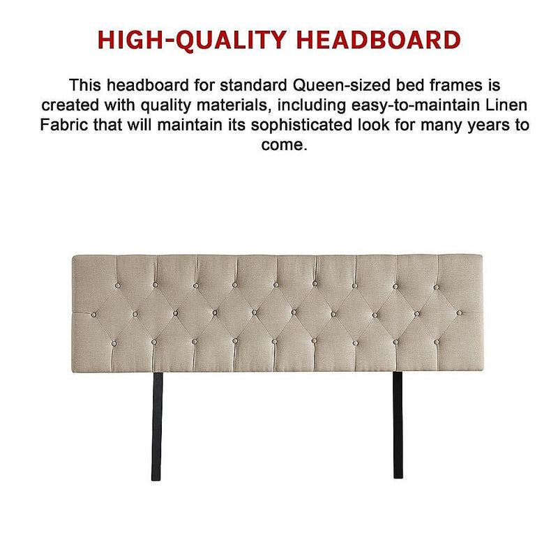 King Size | Deluxe Headboard Bedhead (Beige) - Rivercity House & Home Co. (ABN 18 642 972 209) - Affordable Modern Furniture Australia