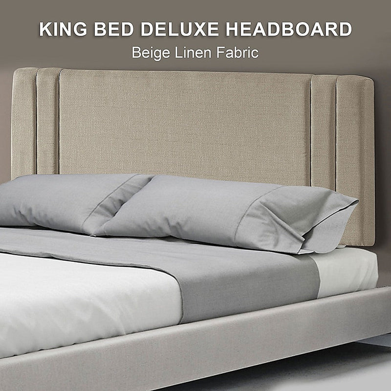 King Size | Linen Headboard (Beige) - Rivercity House & Home Co. (ABN 18 642 972 209) - Affordable Modern Furniture Australia