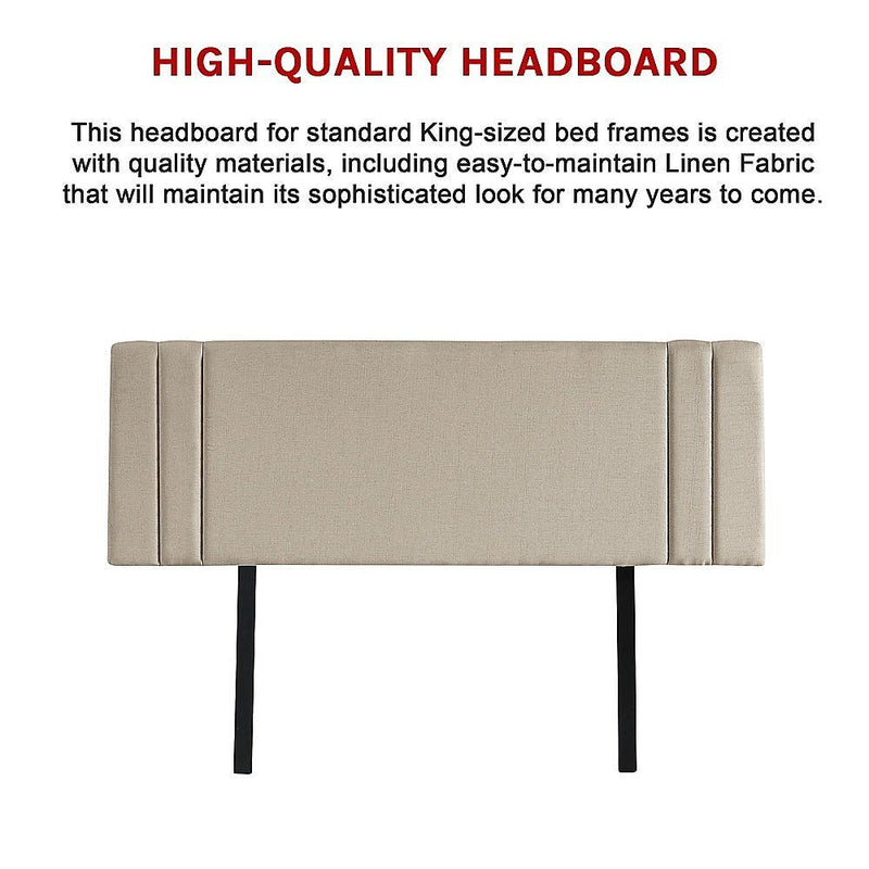 King Size | Linen Headboard (Beige) - Rivercity House & Home Co. (ABN 18 642 972 209) - Affordable Modern Furniture Australia