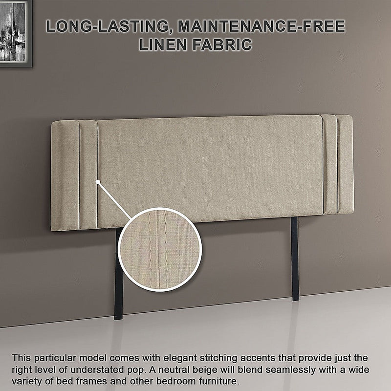 King Size | Linen Headboard (Beige) - Rivercity House & Home Co. (ABN 18 642 972 209) - Affordable Modern Furniture Australia