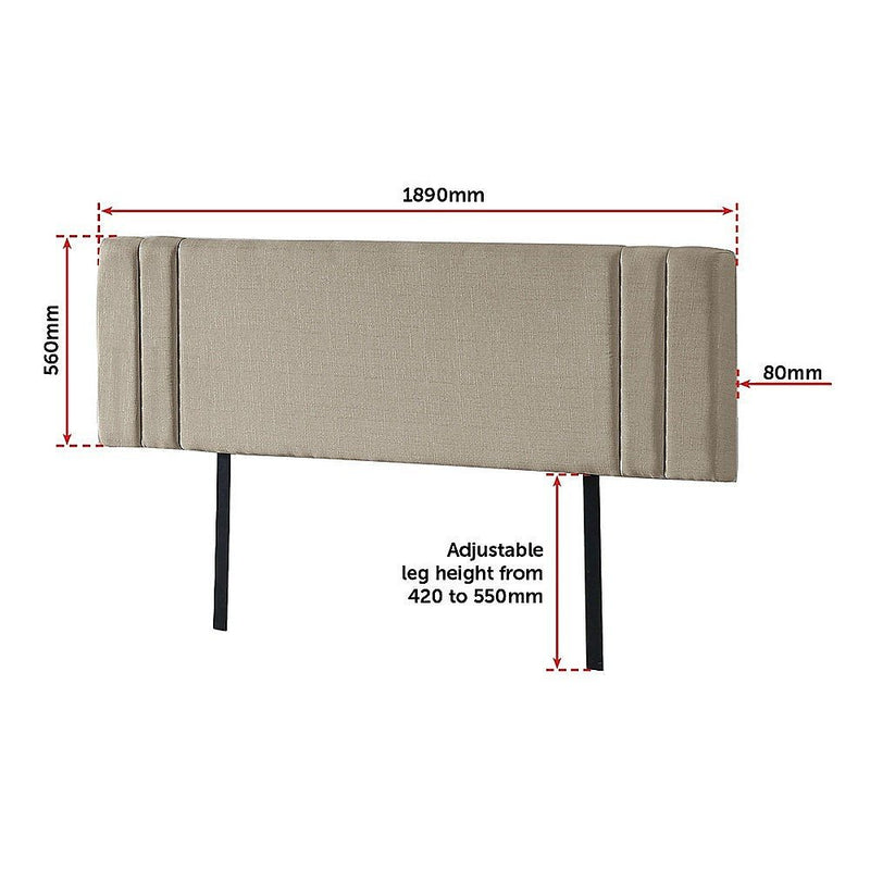 King Size | Linen Headboard (Beige) - Rivercity House & Home Co. (ABN 18 642 972 209) - Affordable Modern Furniture Australia