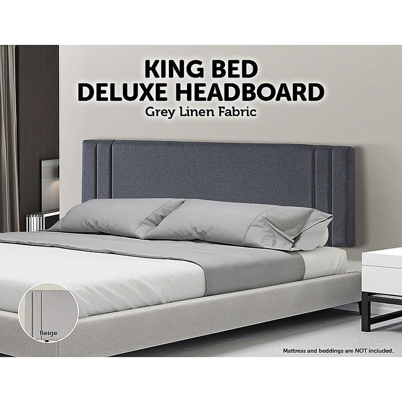 King Size | Linen Headboard (Grey) - Rivercity House & Home Co. (ABN 18 642 972 209) - Affordable Modern Furniture Australia