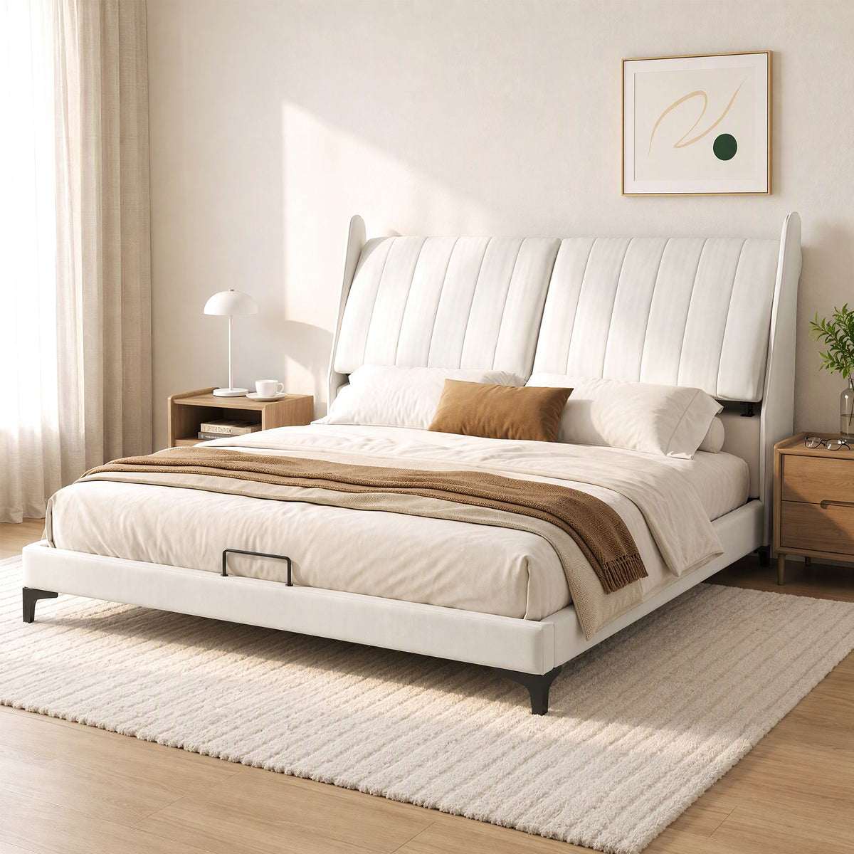 King Size PU Leather Bed Frame with Adjustable Headboard - Furniture > Bedroom > Beds & Bed Frames - Rivercity House & Home Co. (ABN 18 642 972 209) - Affordable Modern Furniture Australia
