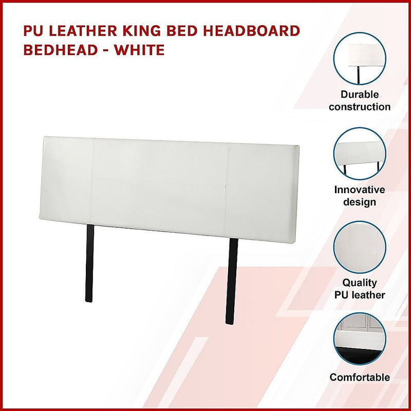 King Size | PU Leather Bed Headboard Bedhead (White) - Rivercity House & Home Co. (ABN 18 642 972 209) - Affordable Modern Furniture Australia