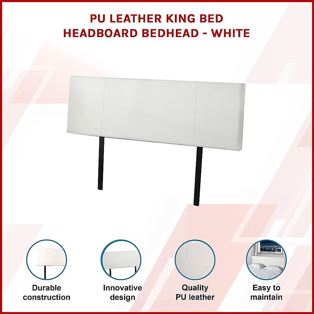 King Size | PU Leather Bed Headboard Bedhead (White) - Rivercity House & Home Co. (ABN 18 642 972 209) - Affordable Modern Furniture Australia