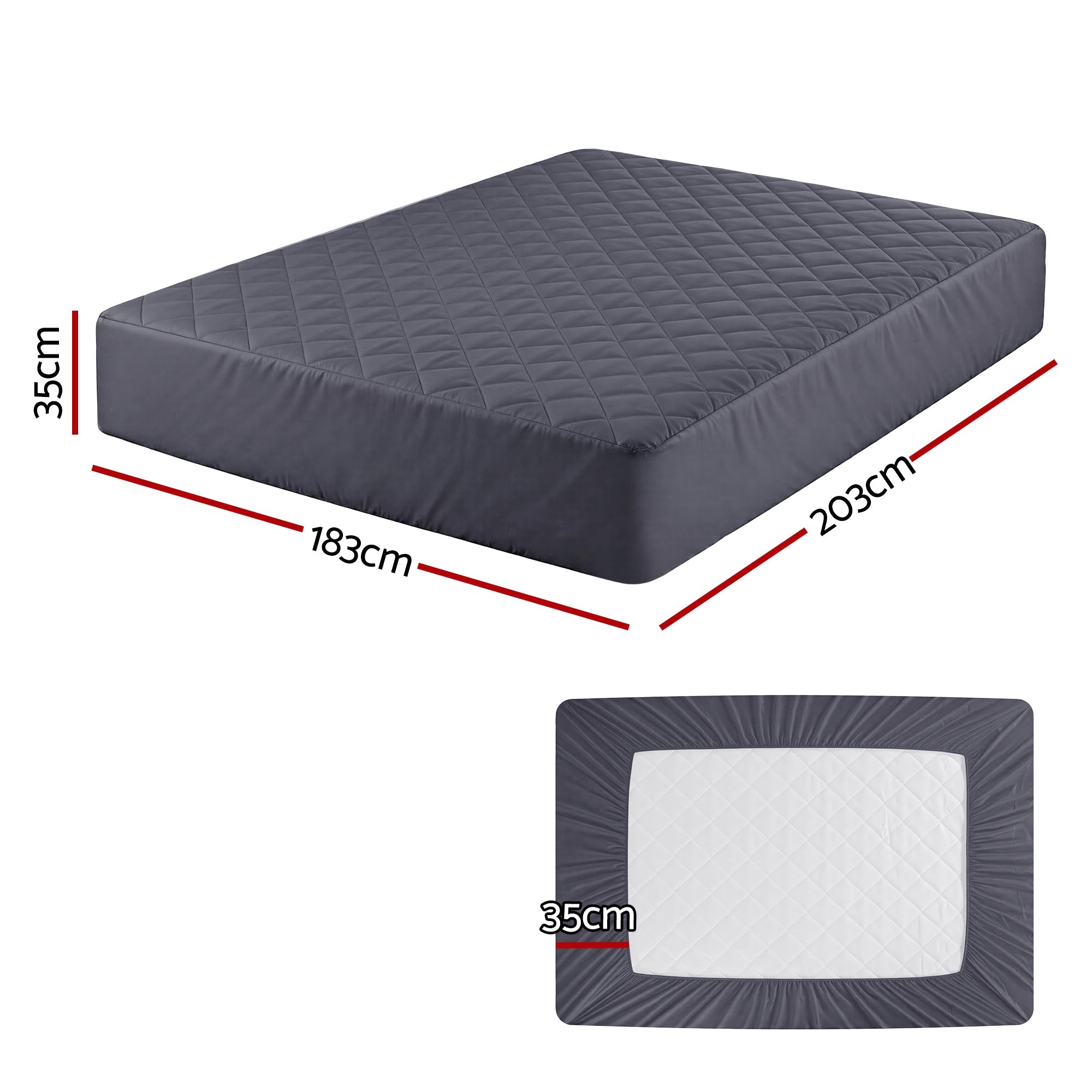 King Water - Resistant Microfiber Mattress Protector 360° Fit - Grey - Home & Garden > Bedding > Mattress Protectors - Rivercity House & Home Co. (ABN 18 642 972 209) - Affordable Modern Furniture Australia
