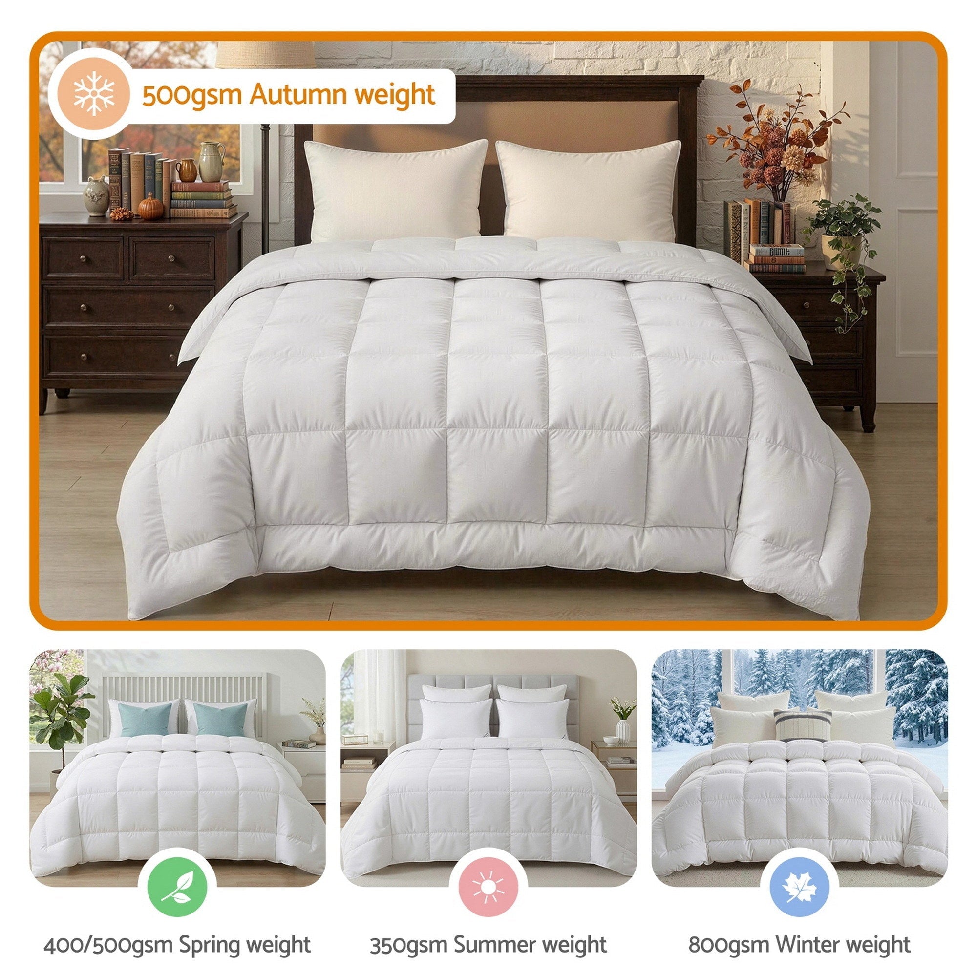 King Wool Quilt 500GSM Winter Baffle Box Construction - White - Home & Garden > Bedding > Quilts & Duvets - Rivercity House & Home Co. (ABN 18 642 972 209) - Affordable Modern Furniture Australia