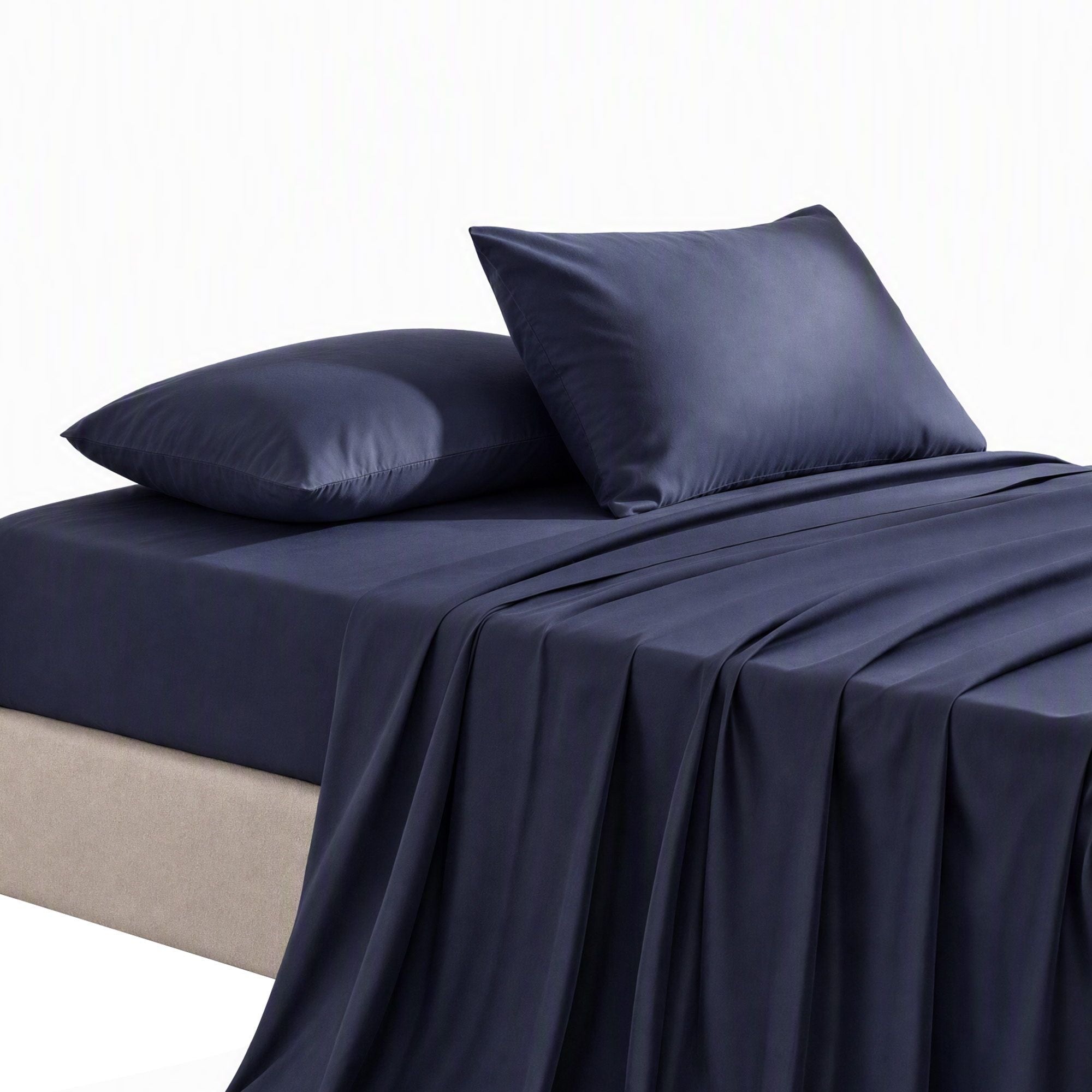 Kingsingle 500TC Cotton 4Pcs Sheet Set with 40cm Extra Deep Pocket for Thick Mattresses Sateen Weave for Sweaty Nights Navy Blue - Home & Garden > Bedding > Bed Sheets - Rivercity House & Home Co. (ABN 18 642 972 209) - Affordable Modern Furniture Australia