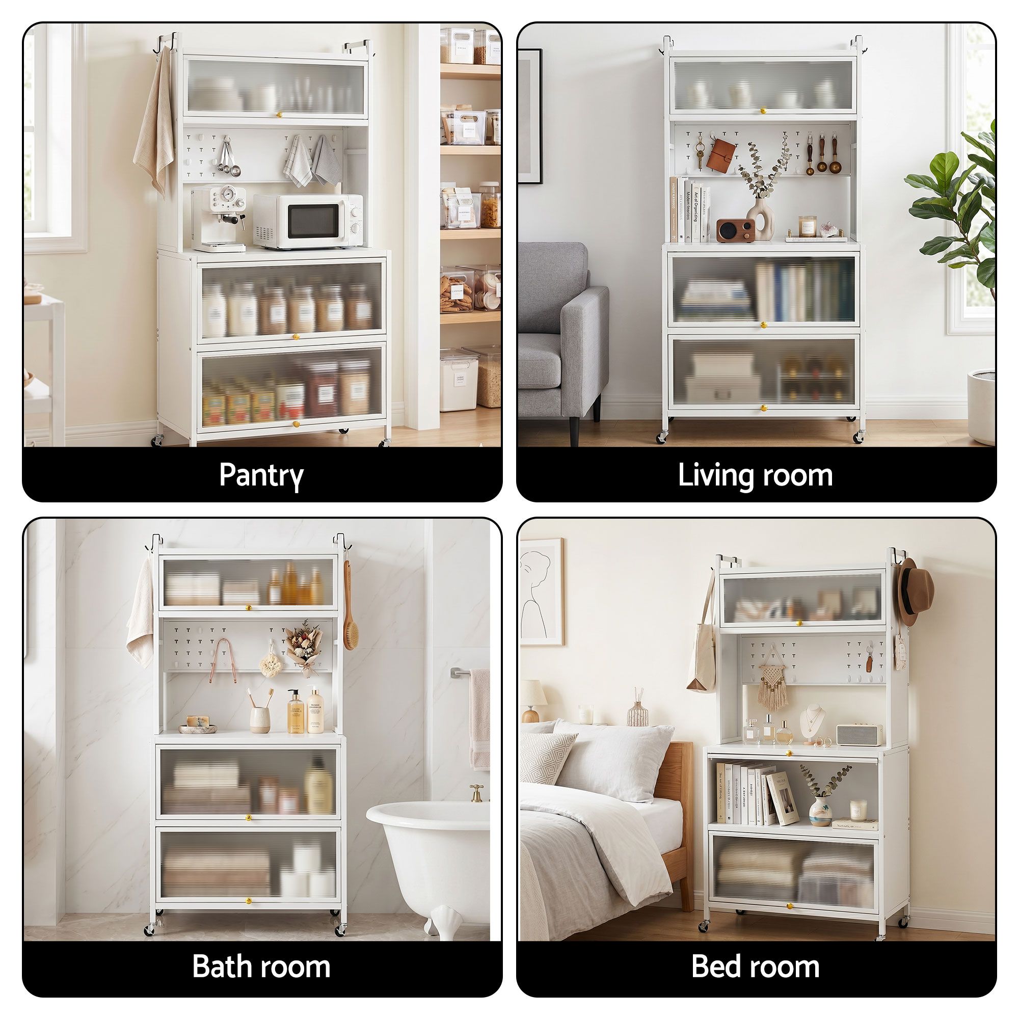 Kitchen Cabinet Storage Shelves Pegboard Cupboard Sideboard 80CMX164CM - Home & Garden > Kitchenware > Kitchen Utensils - Rivercity House & Home Co. (ABN 18 642 972 209) - Affordable Modern Furniture Australia
