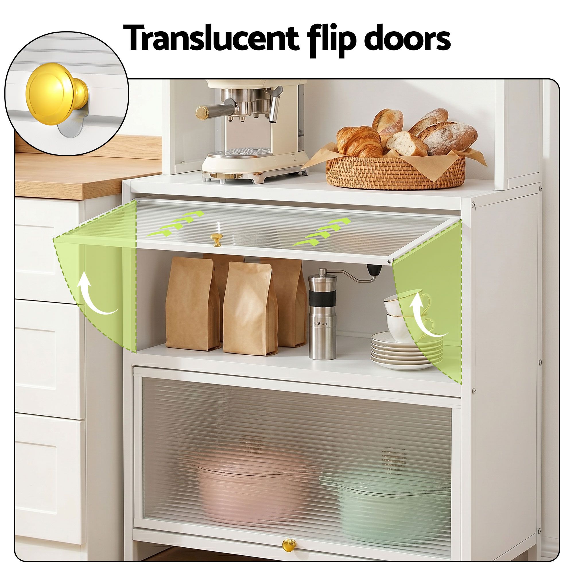 Kitchen Cabinet Storage Shelves Pegboard Cupboard Sideboard 80CMX164CM - Home & Garden > Kitchenware > Kitchen Utensils - Rivercity House & Home Co. (ABN 18 642 972 209) - Affordable Modern Furniture Australia