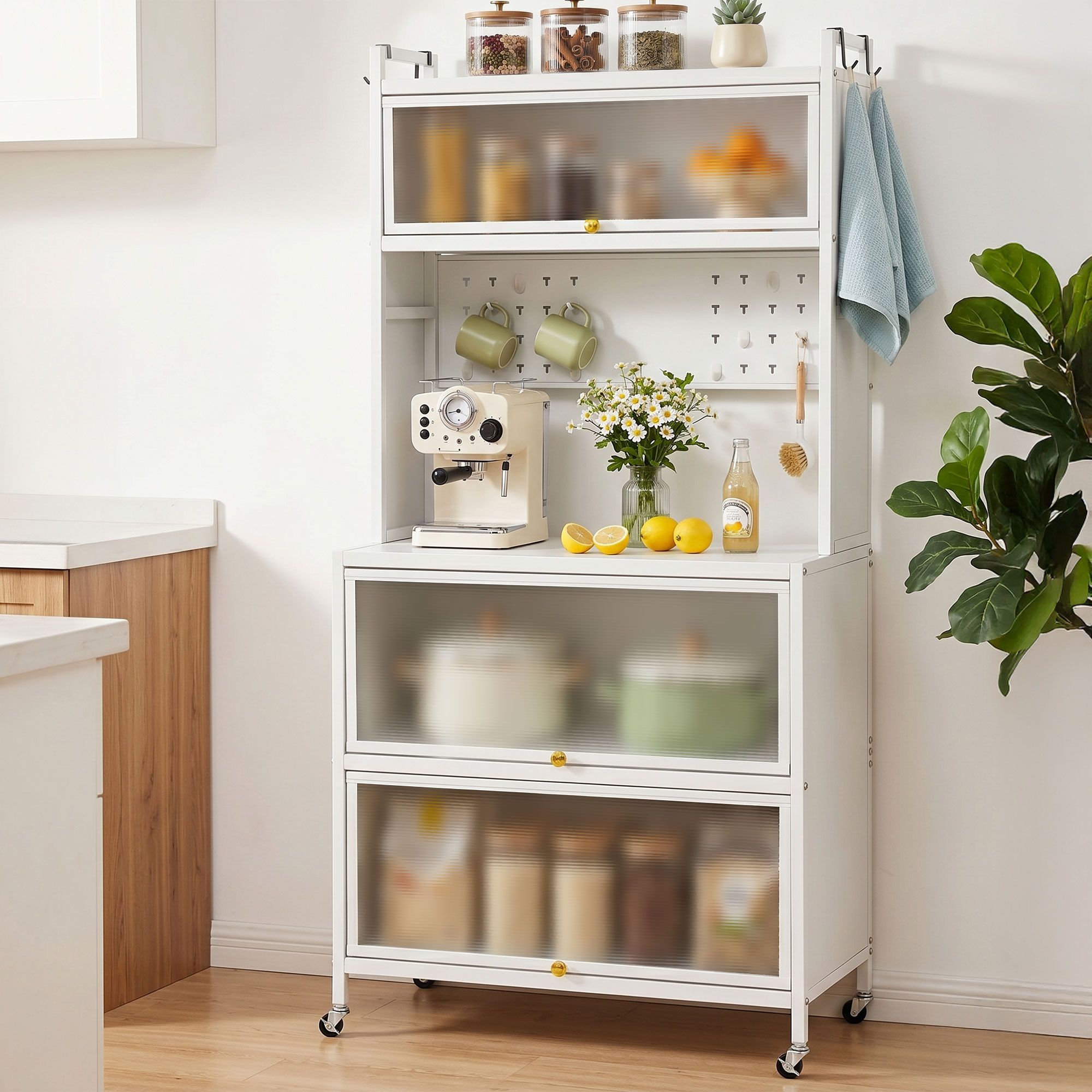 Kitchen Cabinet Storage Shelves Pegboard Cupboard Sideboard 80CMX164CM - Home & Garden > Kitchenware > Kitchen Utensils - Rivercity House & Home Co. (ABN 18 642 972 209) - Affordable Modern Furniture Australia