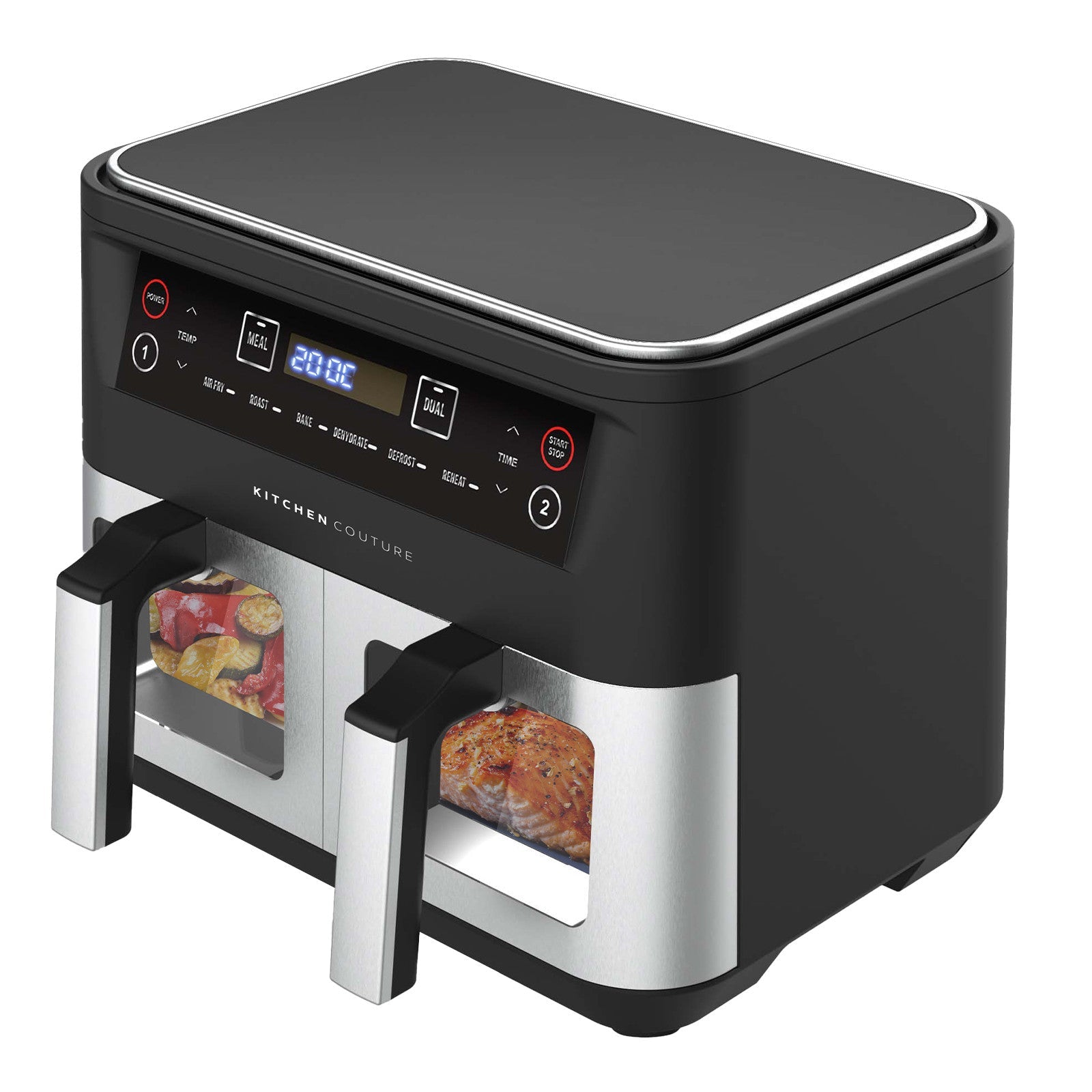 Kitchen Couture Dual View 2 x 5 Litre (10 Litre) Air Fryer Stainless Steel - Appliances > Kitchen Appliances > Air Fryers - Rivercity House & Home Co. (ABN 18 642 972 209) - Affordable Modern Furniture Australia