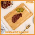 Double-Sided Durable Bamboo Kitchen Cutting Board with Handle and Juice Groove - Natural