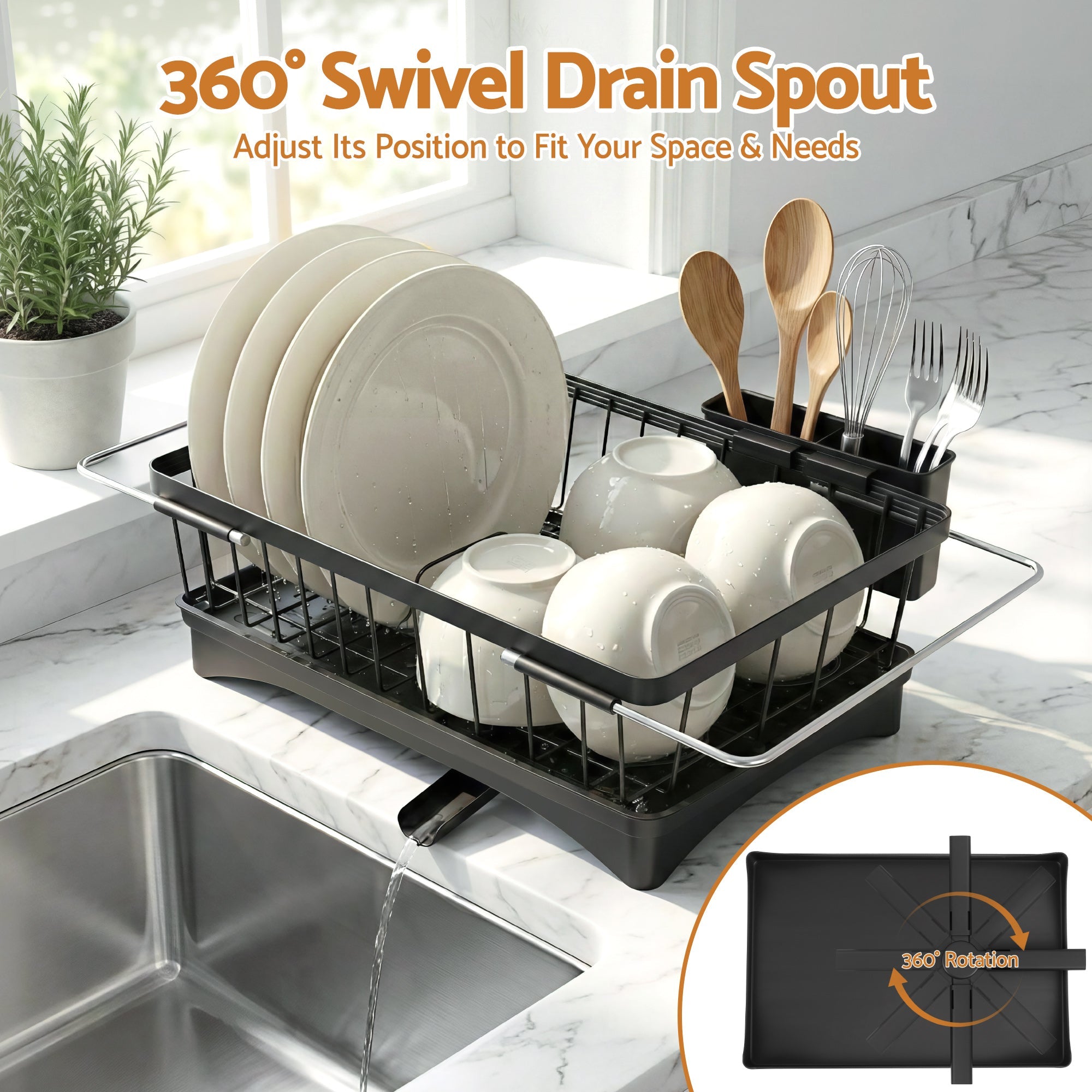 Kitchen Dish Drying Rack and Sink Organiser Dish Drainer - Black - Home & Garden > Kitchenware > Dish Racks - Rivercity House & Home Co. (ABN 18 642 972 209) - Affordable Modern Furniture Australia
