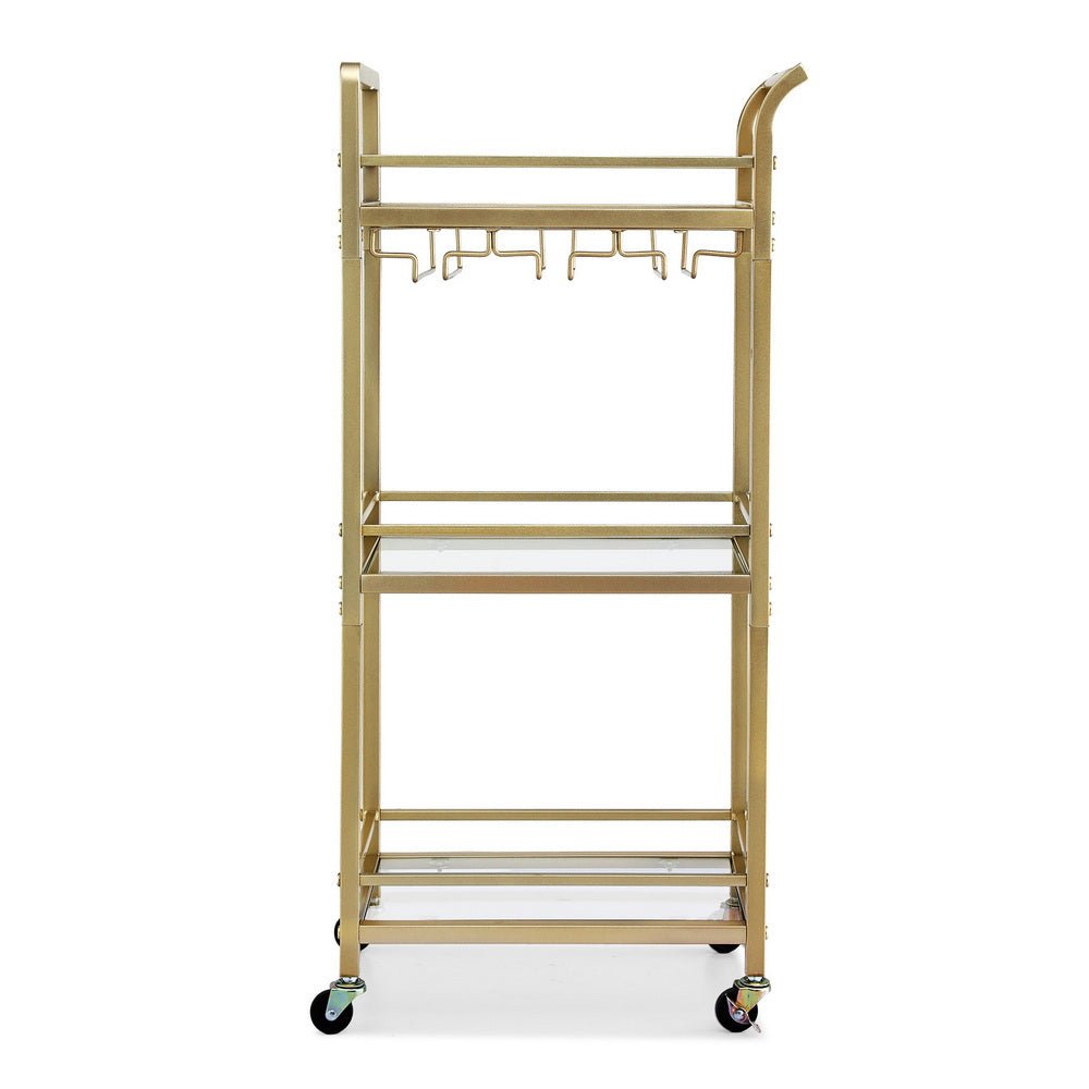 Kitchen Island Cart Trolley Rolling Serving Storage Wine Glass 43cm Gold - Furniture > Dining > Kitchen & Dining Trolleys - Rivercity House & Home Co. (ABN 18 642 972 209) - Affordable Modern Furniture Australia