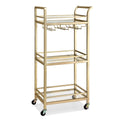 Kitchen Island Cart with Rolling Trolley, Wine Glass Rack & Storage 43cm - Gold