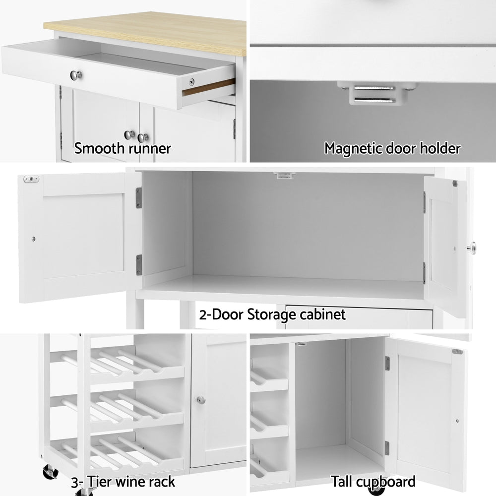 Kitchen Island Trolley Rolling Serving Cart Storage Cart Drawer Cupboard - Tools > Tools Storage > Work Benches - Rivercity House & Home Co. (ABN 18 642 972 209) - Affordable Modern Furniture Australia