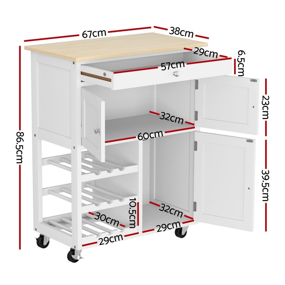 Kitchen Island Trolley Rolling Serving Cart Storage Cart Drawer Cupboard - Tools > Tools Storage > Work Benches - Rivercity House & Home Co. (ABN 18 642 972 209) - Affordable Modern Furniture Australia