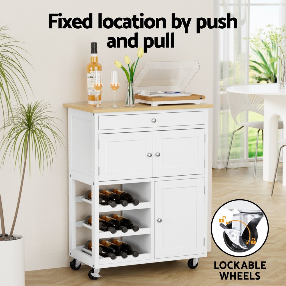 Kitchen Island Trolley Rolling Serving Cart Storage Cart Drawer Cupboard - Tools > Tools Storage > Work Benches - Rivercity House & Home Co. (ABN 18 642 972 209) - Affordable Modern Furniture Australia