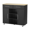 Kitchen Island Trolley with Storage Drawers, Cabinet & Rolling Cart 100cm - Black