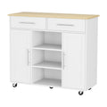 100cm Kitchen Island Trolley with Storage Drawers, Cabinets & Rolling Serving Cart - White