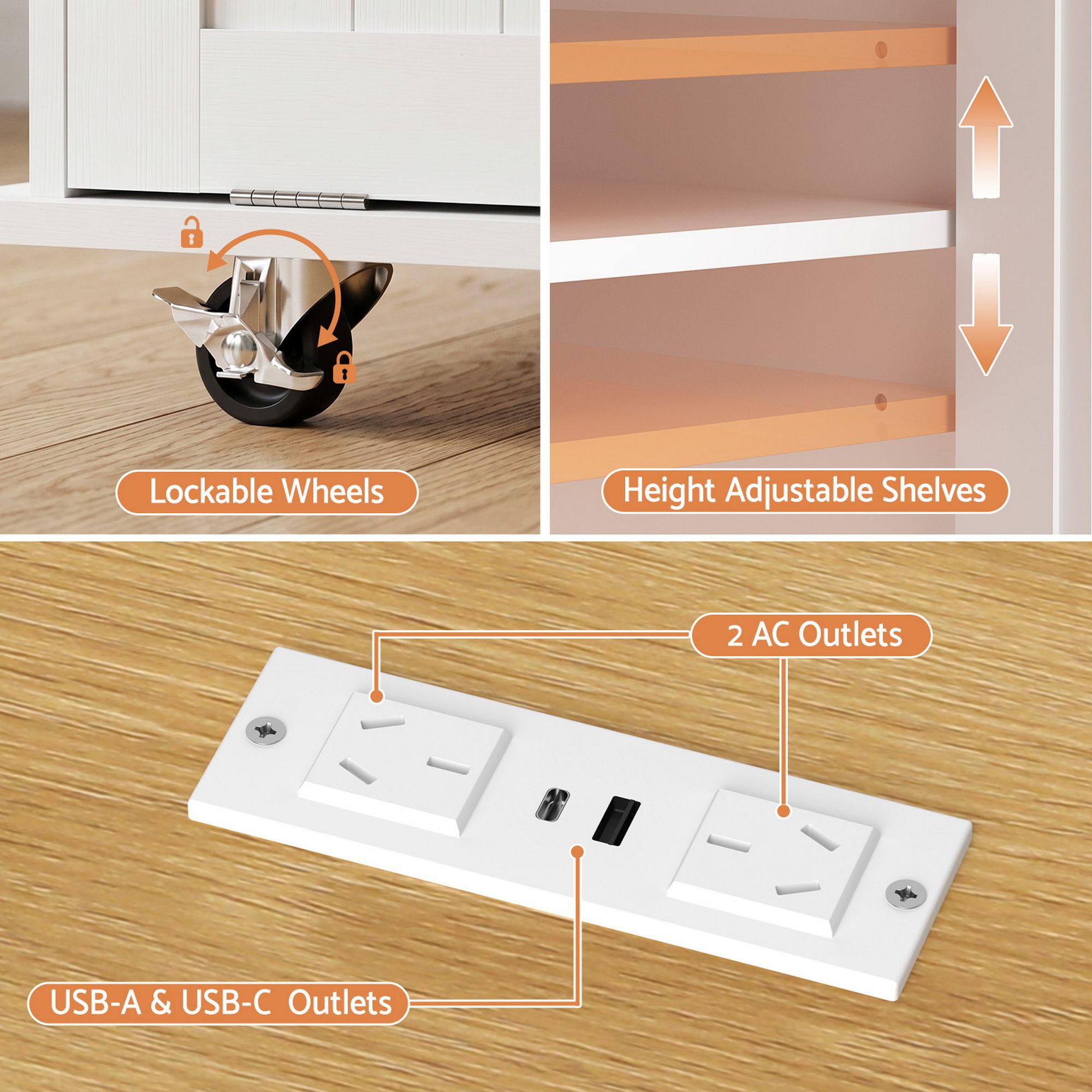 Kitchen Island Trolley Rolling Serving Cart Storage Drawer Cabinet 150cm White - Furniture > Dining > Kitchen & Dining Trolleys - Rivercity House & Home Co. (ABN 18 642 972 209) - Affordable Modern Furniture Australia