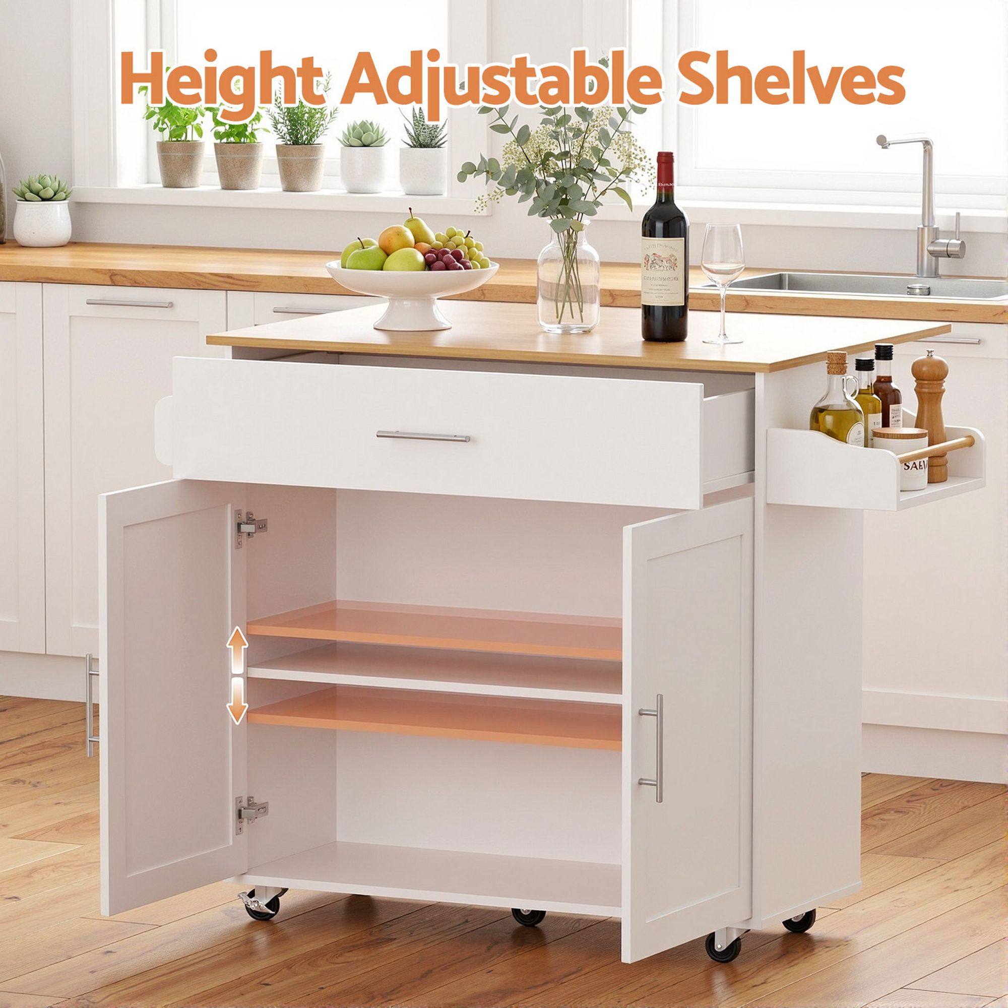 Kitchen Island Trolley Rolling Serving Cart Storage Drawer Cabinet 90cm White - Furniture > Dining > Kitchen & Dining Trolleys - Rivercity House & Home Co. (ABN 18 642 972 209) - Affordable Modern Furniture Australia