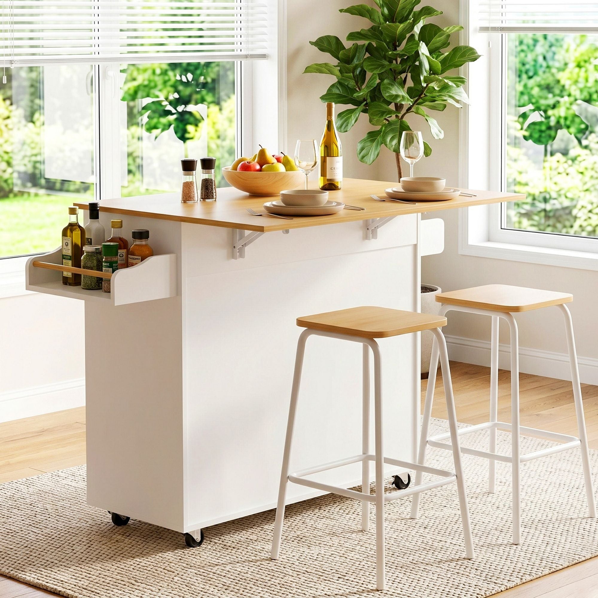 Kitchen Island Trolley Rolling Serving Cart Storage Drawer Cabinet 90cm White - Furniture > Dining > Kitchen & Dining Trolleys - Rivercity House & Home Co. (ABN 18 642 972 209) - Affordable Modern Furniture Australia
