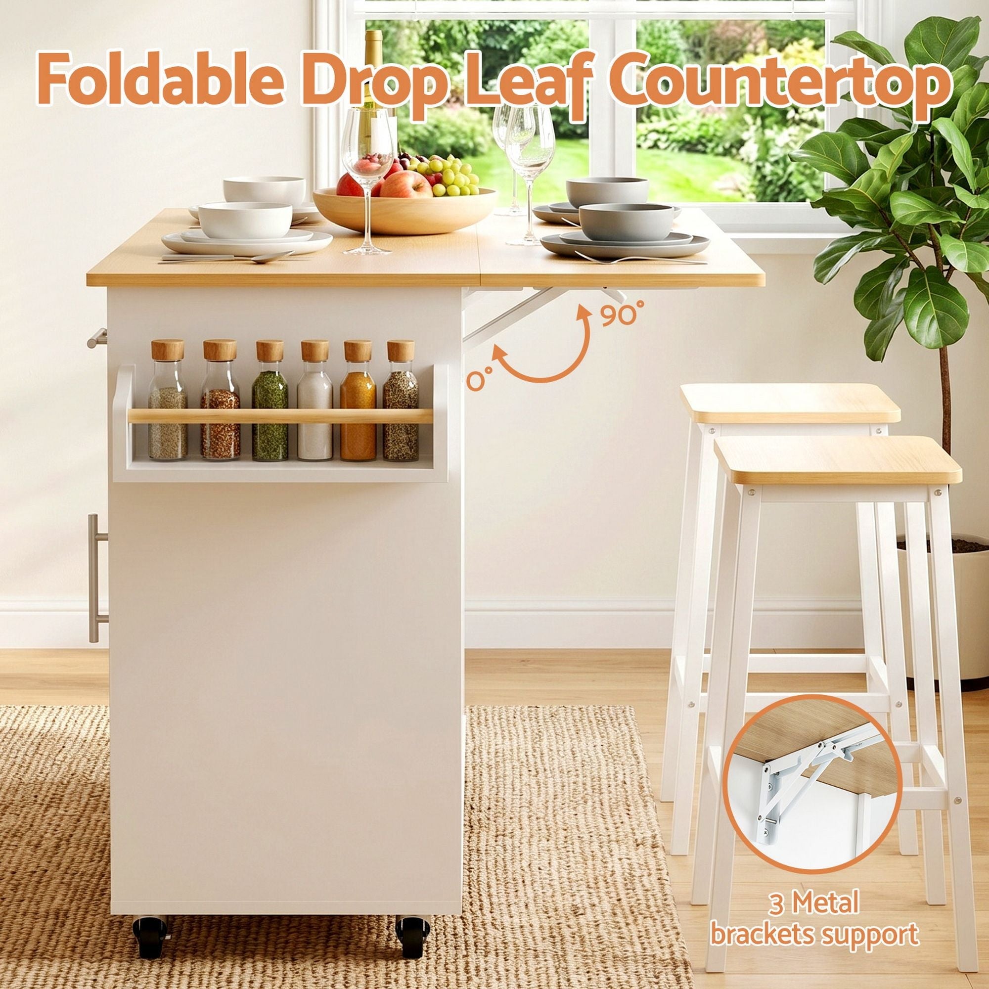 Kitchen Island Trolley Rolling Serving Cart Storage Drawer Cabinet 90cm White - Furniture > Dining > Kitchen & Dining Trolleys - Rivercity House & Home Co. (ABN 18 642 972 209) - Affordable Modern Furniture Australia