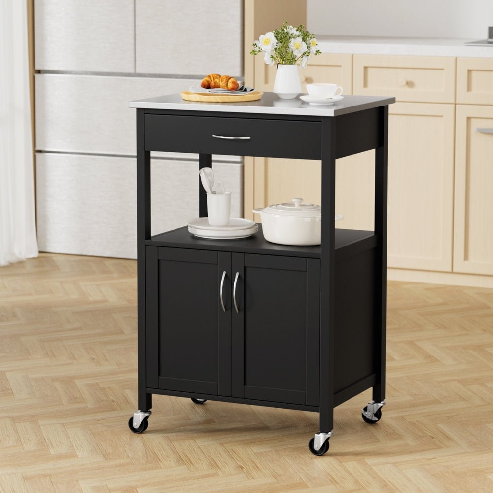 Kitchen Island Trolley Rolling Serving Cart Storage Drawer Cupboard 60cm - Furniture > Dining > Kitchen & Dining Trolleys - Rivercity House & Home Co. (ABN 18 642 972 209) - Affordable Modern Furniture Australia