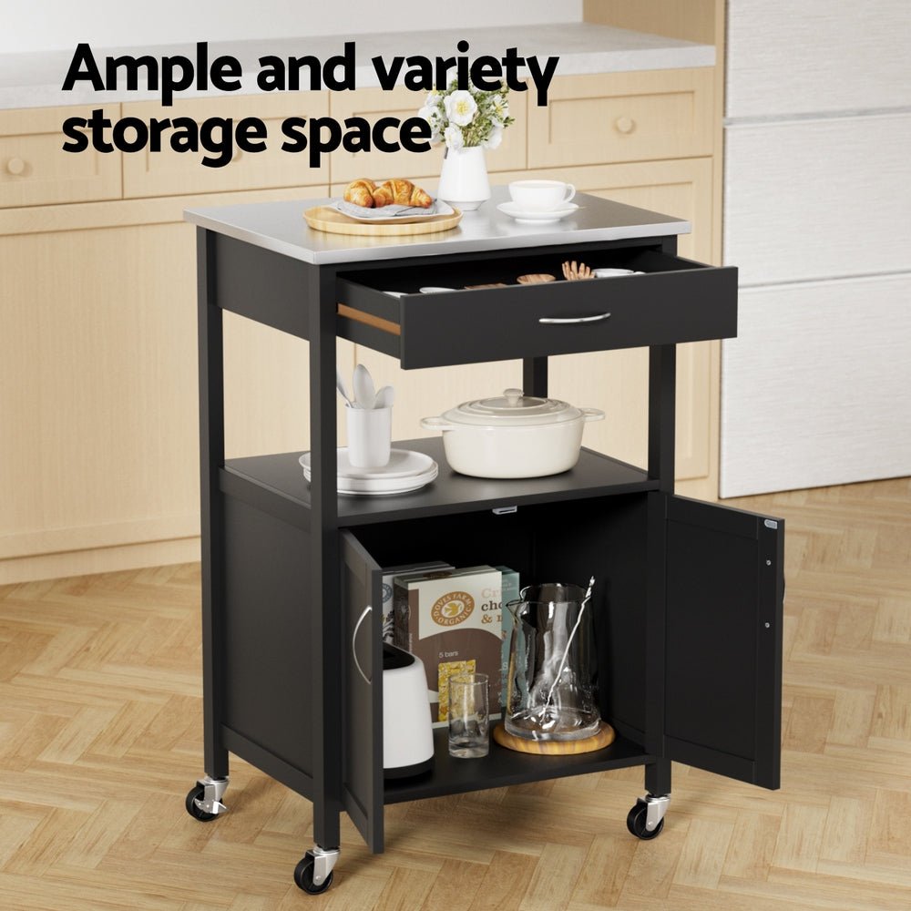 Kitchen Island Trolley Rolling Serving Cart Storage Drawer Cupboard 60cm - Furniture > Dining > Kitchen & Dining Trolleys - Rivercity House & Home Co. (ABN 18 642 972 209) - Affordable Modern Furniture Australia