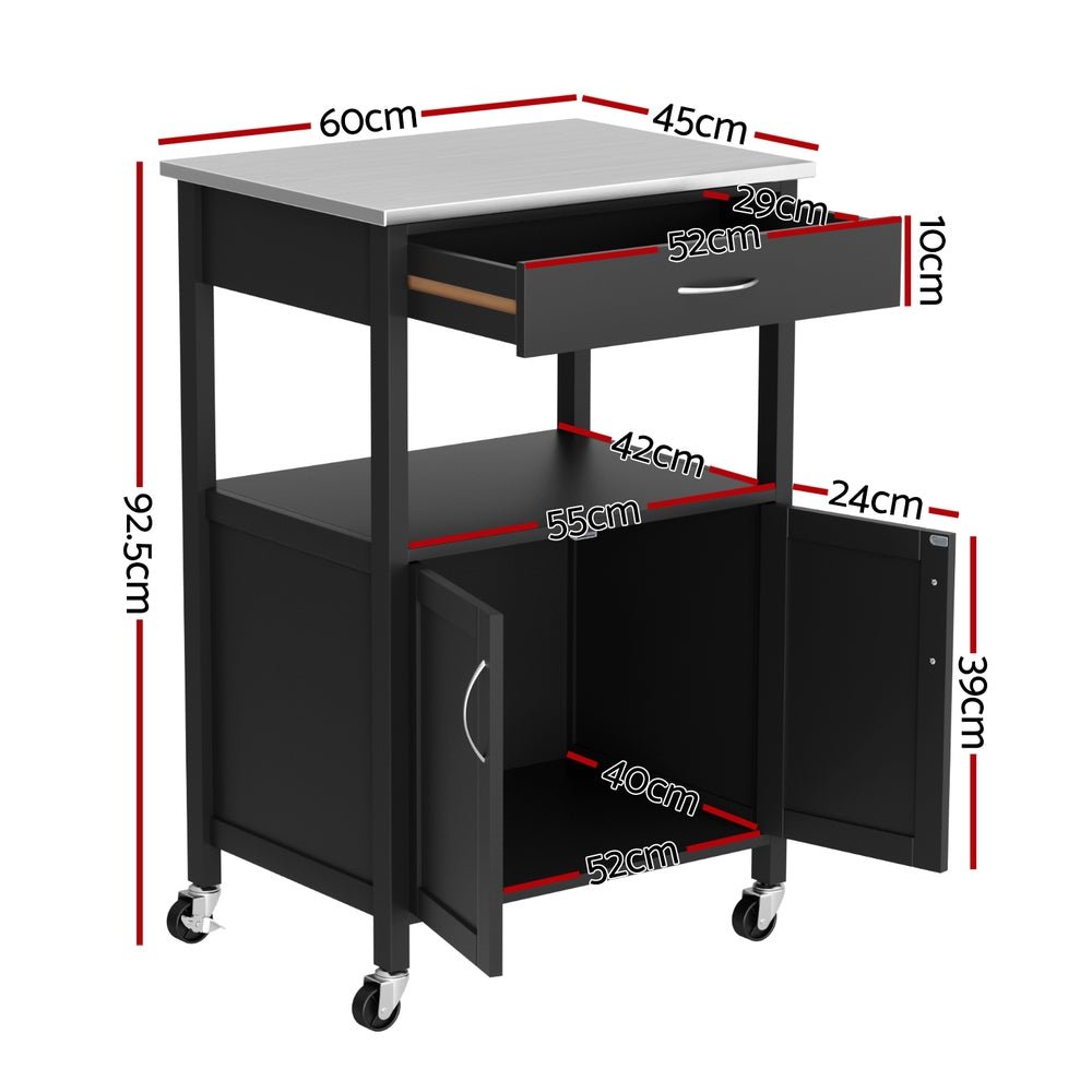 Kitchen Island Trolley Rolling Serving Cart Storage Drawer Cupboard 60cm - Furniture > Dining > Kitchen & Dining Trolleys - Rivercity House & Home Co. (ABN 18 642 972 209) - Affordable Modern Furniture Australia