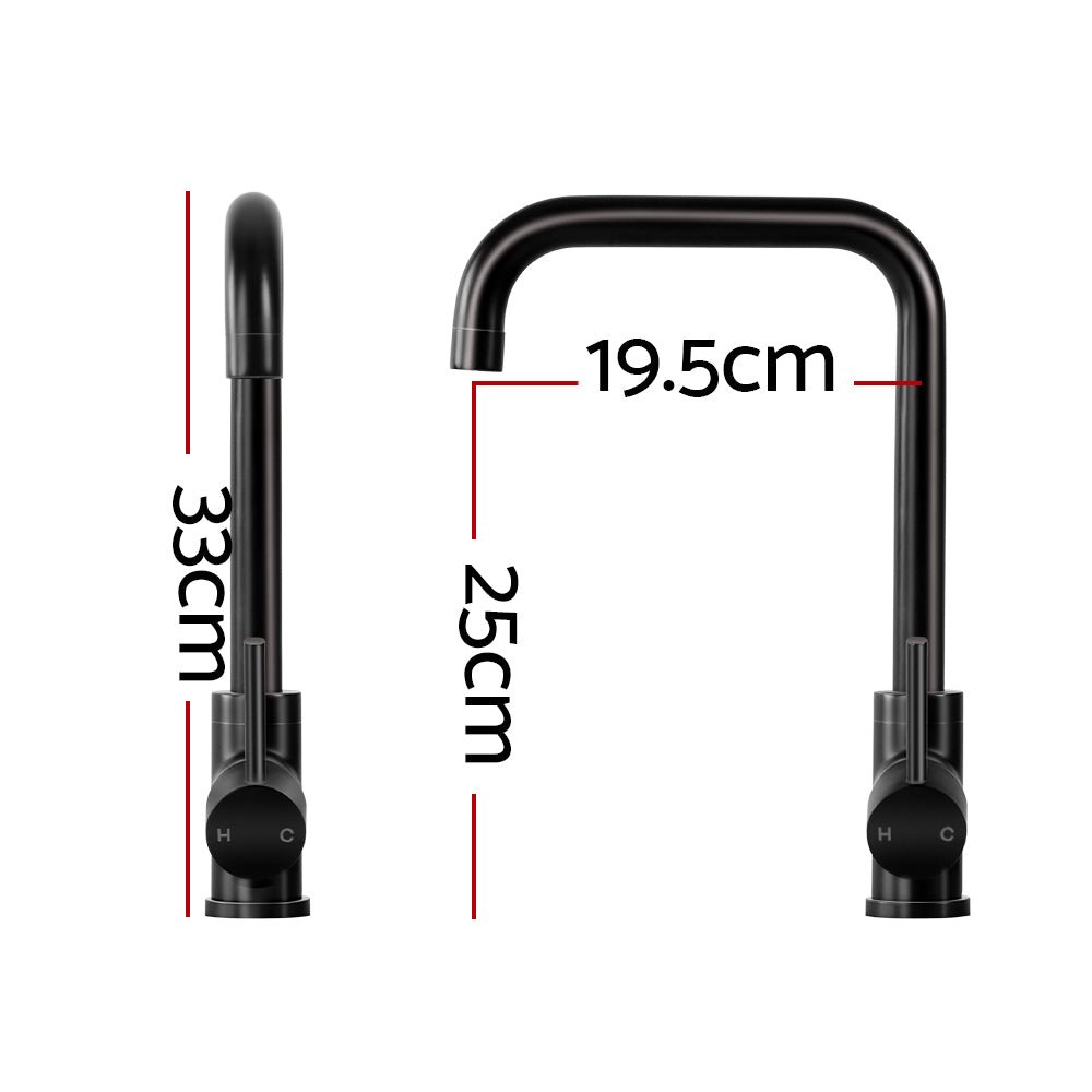 Kitchen Mixer Tap Mixer Rectangle Sink Faucet Basin Laundry Black - Furniture > Bathroom > Tap & Sink Accessories - Rivercity House & Home Co. (ABN 18 642 972 209) - Affordable Modern Furniture Australia