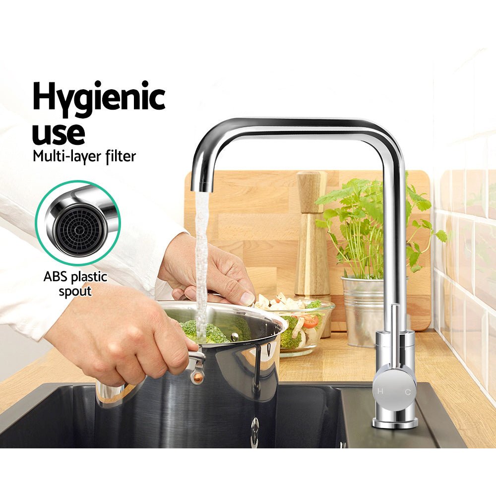 Kitchen Mixer Tap Mixer Rectangle Sink Faucet Basin Laundry Chrome - Furniture > Bathroom > Tap & Sink Accessories - Rivercity House & Home Co. (ABN 18 642 972 209) - Affordable Modern Furniture Australia