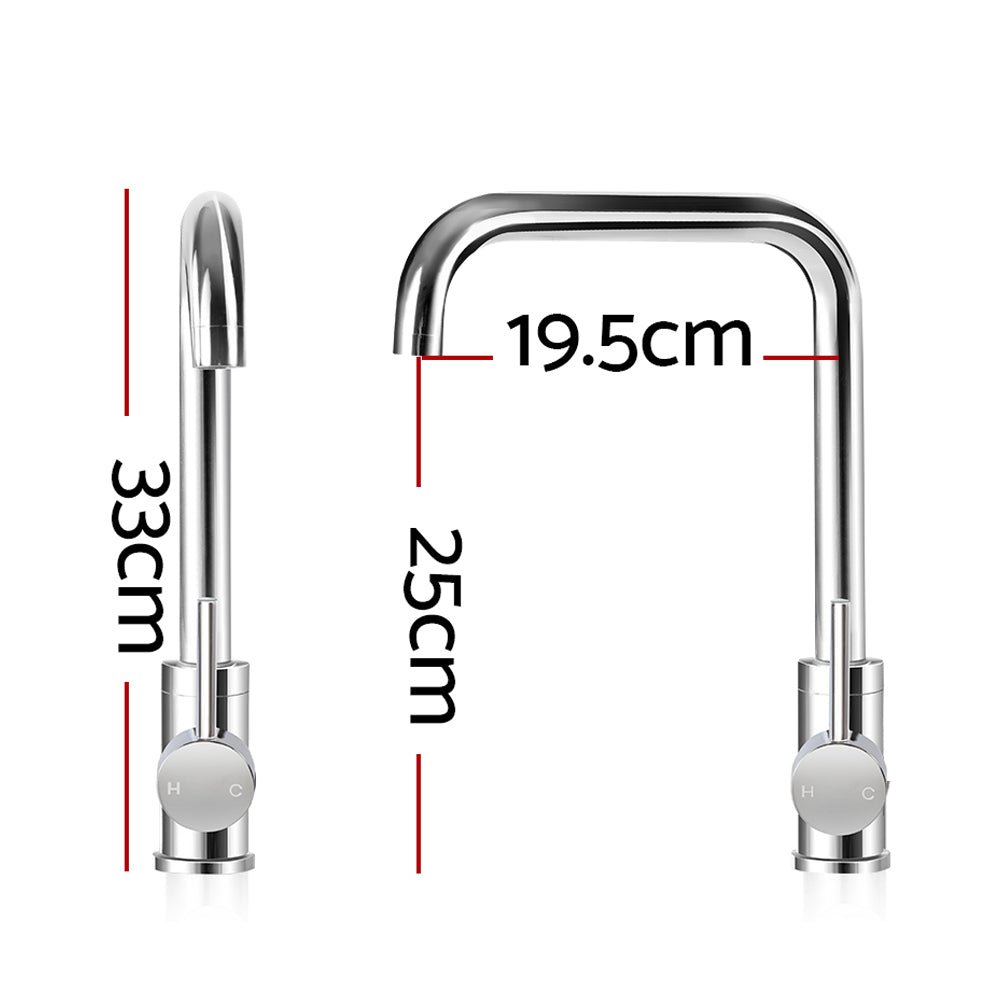 Kitchen Mixer Tap Mixer Rectangle Sink Faucet Basin Laundry Chrome - Furniture > Bathroom > Tap & Sink Accessories - Rivercity House & Home Co. (ABN 18 642 972 209) - Affordable Modern Furniture Australia