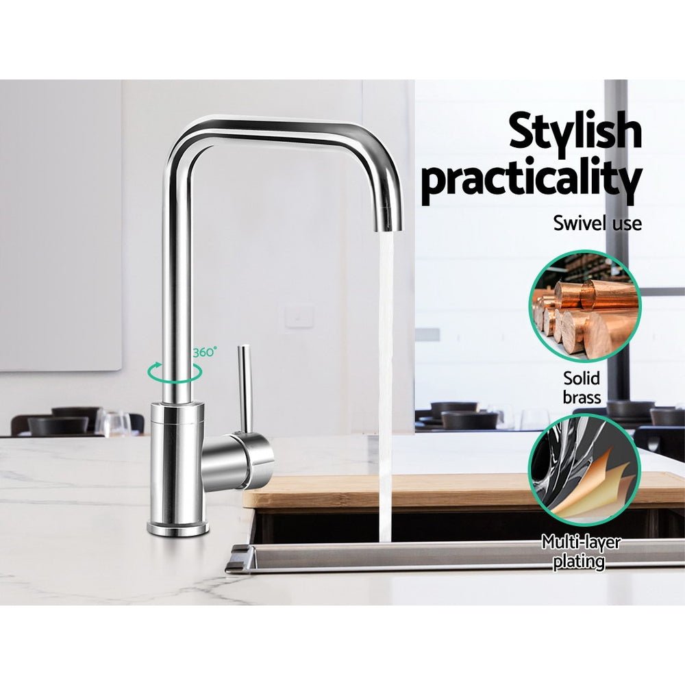 Kitchen Mixer Tap Mixer Rectangle Sink Faucet Basin Laundry Chrome - Furniture > Bathroom > Tap & Sink Accessories - Rivercity House & Home Co. (ABN 18 642 972 209) - Affordable Modern Furniture Australia