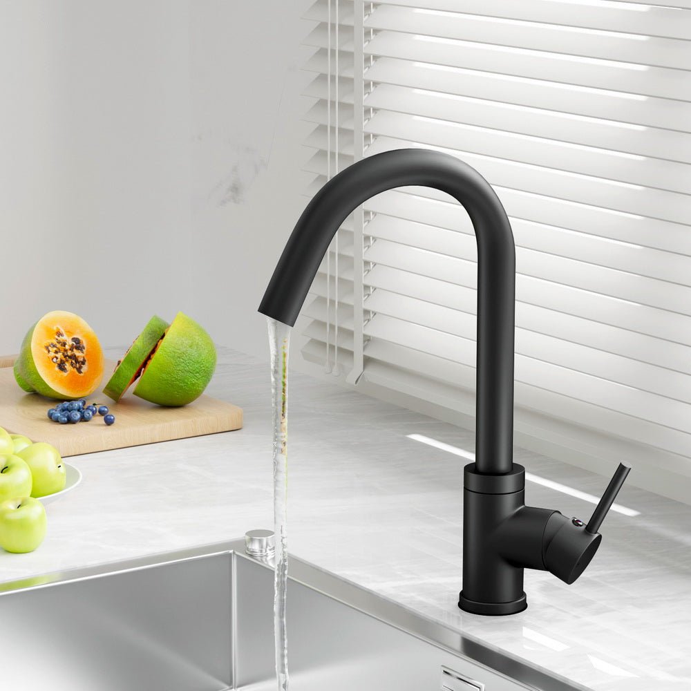 Kitchen Mixer Tap Mixer Round Sink Faucet Basin Laundry Black - Furniture > Bathroom > Tap & Sink Accessories - Rivercity House & Home Co. (ABN 18 642 972 209) - Affordable Modern Furniture Australia