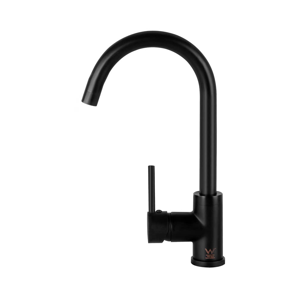 Kitchen Mixer Tap Mixer Round Sink Faucet Basin Laundry Black - Furniture > Bathroom > Tap & Sink Accessories - Rivercity House & Home Co. (ABN 18 642 972 209) - Affordable Modern Furniture Australia