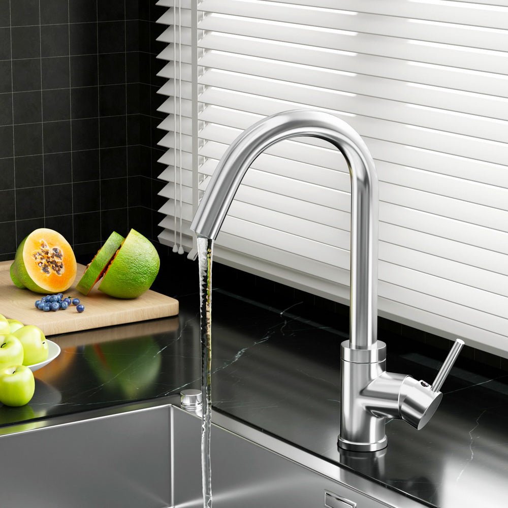 Kitchen Mixer Tap Mixer Round Sink Faucet Basin Laundry Chrome - Furniture > Bathroom > Tap & Sink Accessories - Rivercity House & Home Co. (ABN 18 642 972 209) - Affordable Modern Furniture Australia