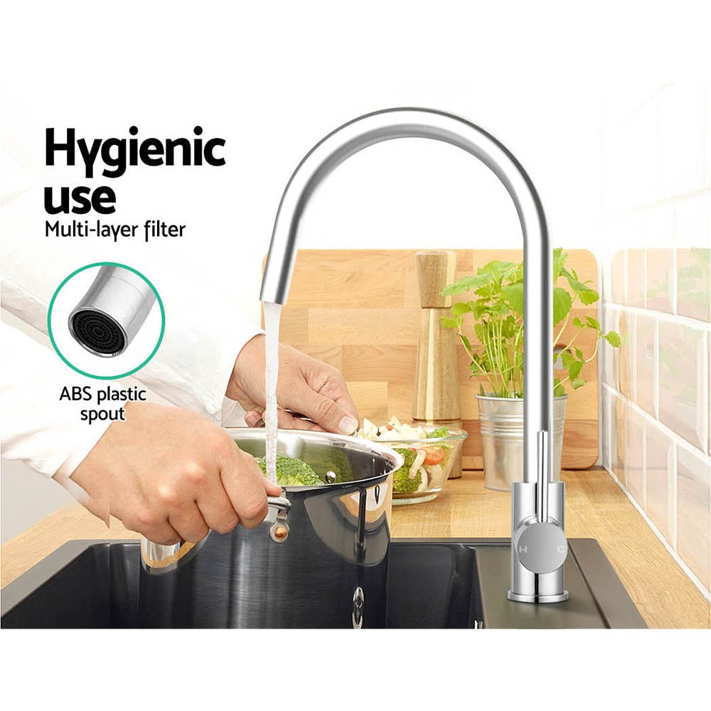Kitchen Mixer Tap Mixer Round Sink Faucet Basin Laundry Chrome - Furniture > Bathroom > Tap & Sink Accessories - Rivercity House & Home Co. (ABN 18 642 972 209) - Affordable Modern Furniture Australia