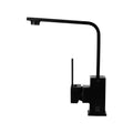 Kitchen Square Sink Mixer Tap with Gooseneck Swivel - Black