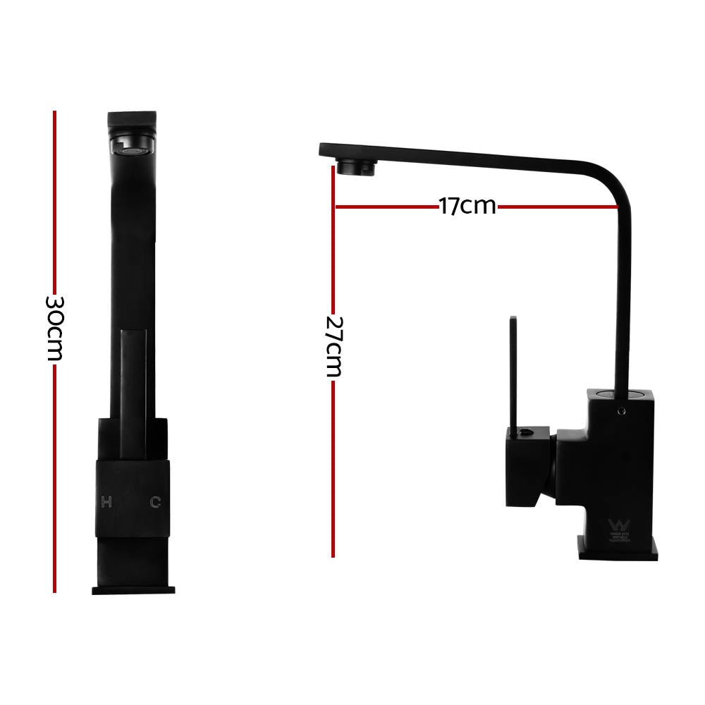 Kitchen Mixer Tap Mixer Square Sink Faucet Basin Laundry Black - Furniture > Bathroom > Tap & Sink Accessories - Rivercity House & Home Co. (ABN 18 642 972 209) - Affordable Modern Furniture Australia