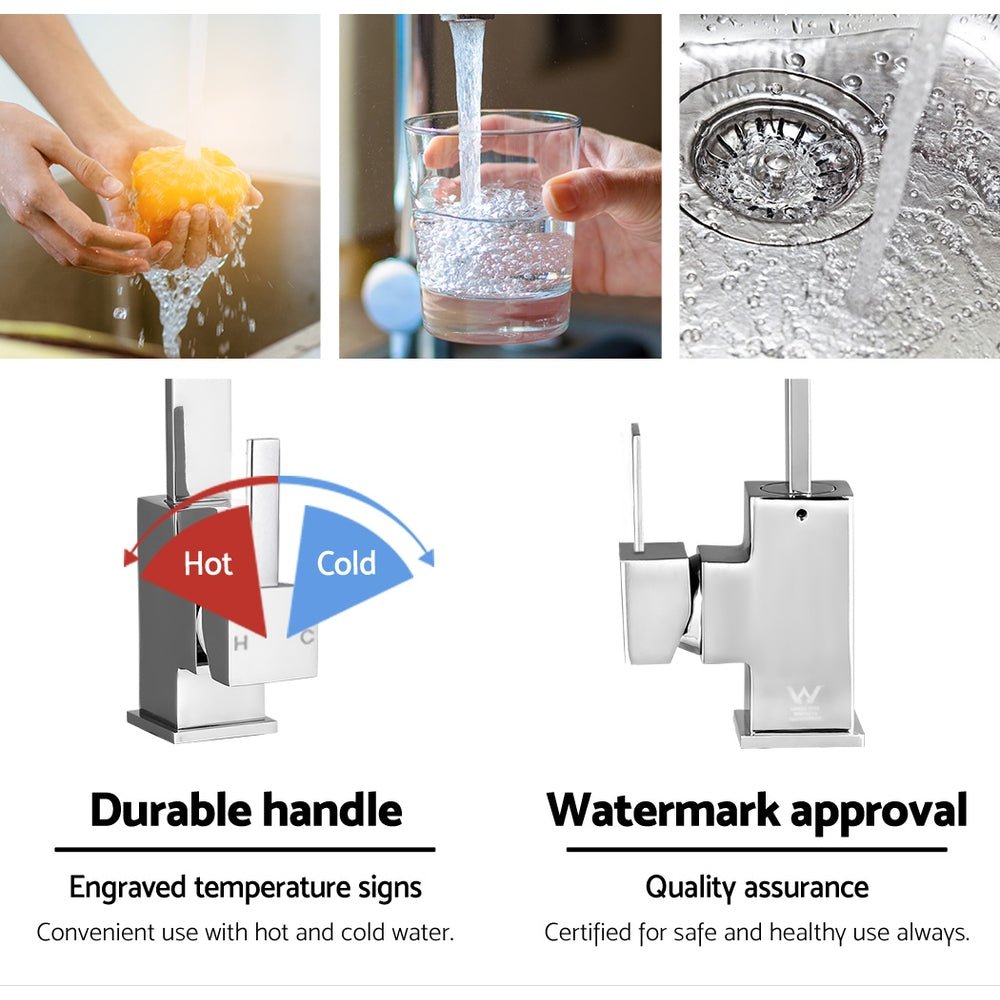 Kitchen Mixer Tap Mixer Square Sink Faucet Basin Laundry Chrome - Furniture > Bathroom > Tap & Sink Accessories - Rivercity House & Home Co. (ABN 18 642 972 209) - Affordable Modern Furniture Australia