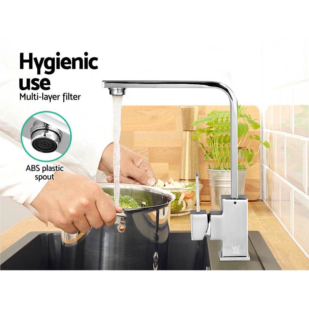 Kitchen Mixer Tap Mixer Square Sink Faucet Basin Laundry Chrome - Furniture > Bathroom > Tap & Sink Accessories - Rivercity House & Home Co. (ABN 18 642 972 209) - Affordable Modern Furniture Australia
