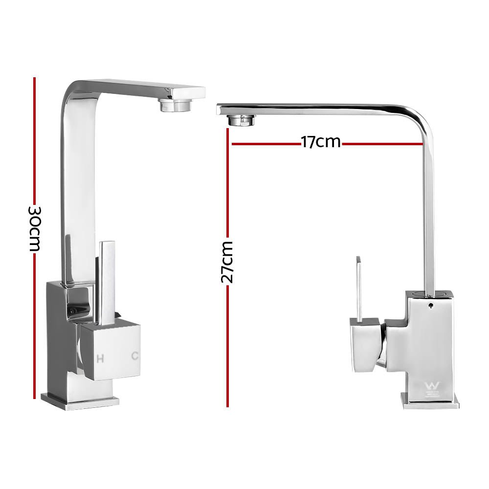 Kitchen Mixer Tap Mixer Square Sink Faucet Basin Laundry Chrome - Furniture > Bathroom > Tap & Sink Accessories - Rivercity House & Home Co. (ABN 18 642 972 209) - Affordable Modern Furniture Australia