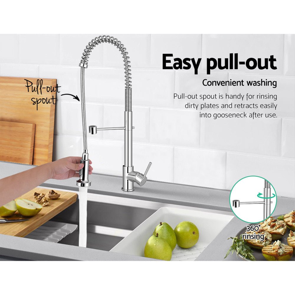 Kitchen Mixer Tap Pull Down 2 Modes Sink Faucet Basin Laundry Chrome - Furniture > Bathroom > Tap & Sink Accessories - Rivercity House & Home Co. (ABN 18 642 972 209) - Affordable Modern Furniture Australia