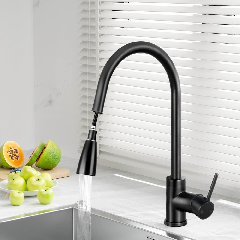 Kitchen Mixer Tap Pull Out 2 Mode Sink Faucet Basin Laundry Black - Furniture > Bathroom > Tap & Sink Accessories - Rivercity House & Home Co. (ABN 18 642 972 209) - Affordable Modern Furniture Australia