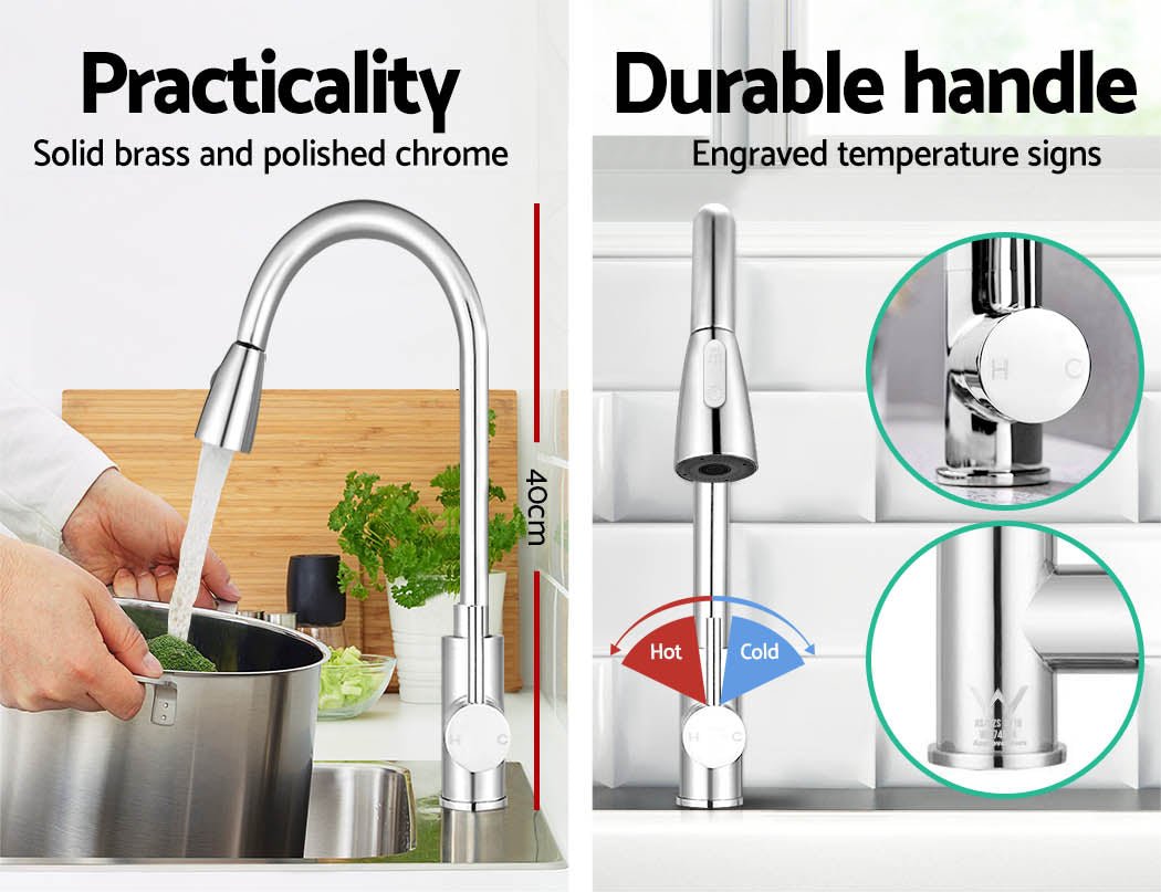 Kitchen Mixer Tap Pull Out 2 Mode Sink Faucet Basin Laundry Chrome - Furniture > Bathroom > Tap & Sink Accessories - Rivercity House & Home Co. (ABN 18 642 972 209) - Affordable Modern Furniture Australia