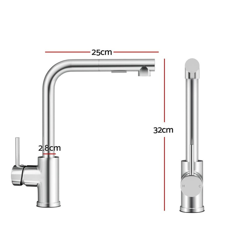 Kitchen Mixer Tap Pull Out Rectangle 2 Mode Sink Basin Faucet Swivel WELS Chrome - Home & Garden > Bathroom Accessories - Rivercity House & Home Co. (ABN 18 642 972 209) - Affordable Modern Furniture Australia